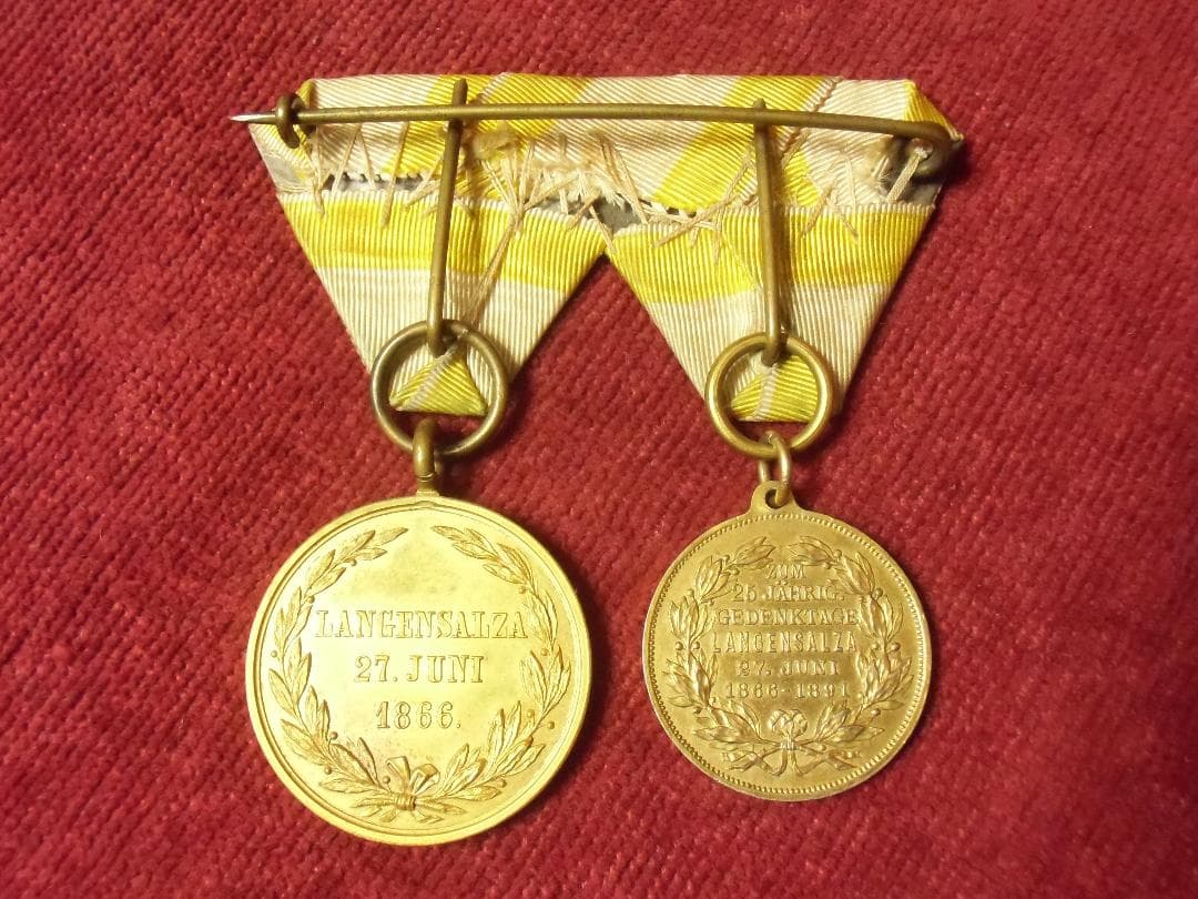 Ｗ帝政ドイツ軍/ハノーファー王国＊ランゲンサルザ従軍メダル＋記念メダル（実物）