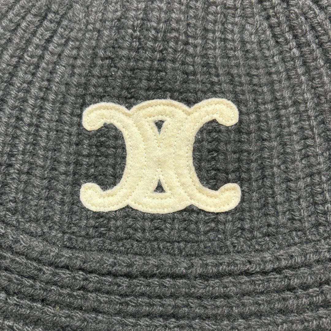 【近年モデル✨】セリーヌ クロシェバケットハット トリオンフ ブラック カシミヤ