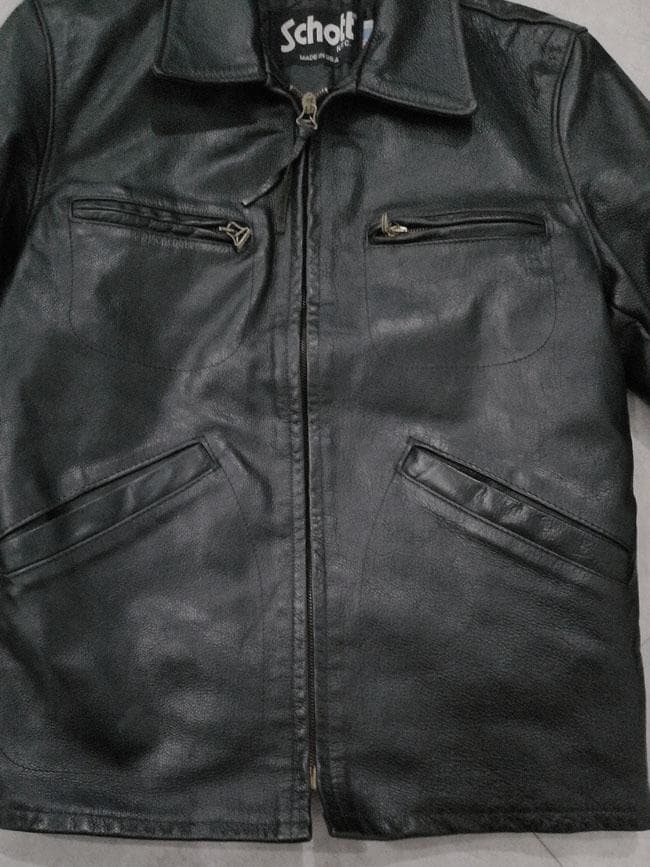 USA製 Schott 634 襟付き レザー ライダースジャケット 36 黒