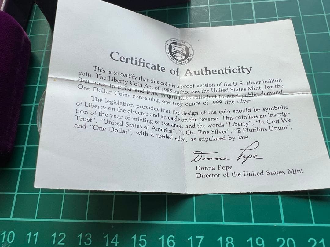 外国銀貨　アメリカ1D銀貨 1986年