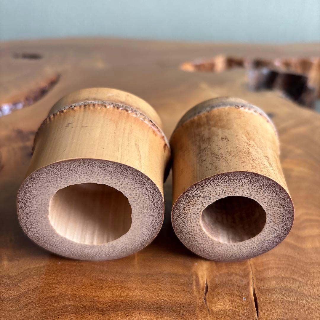 竹製蓋置 宗奏造 前大徳寺松長剛山書付 一双 茶道具 共箱