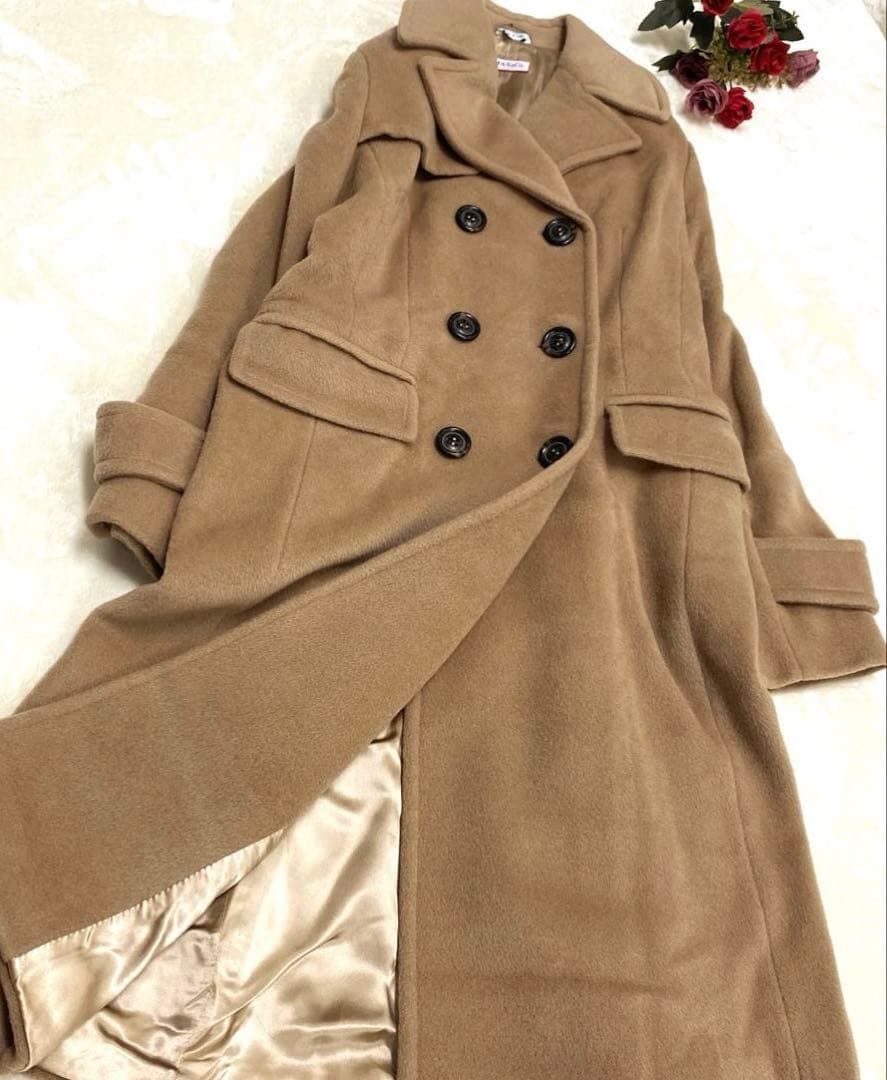 【MAX&Co 】カシミヤ混　ロングコートベージュ ダブルブレスト