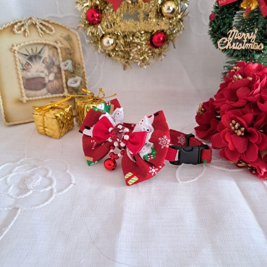 クリスマスシリーズ(赤シマエナガ)わんちゃん猫ちゃん用首輪