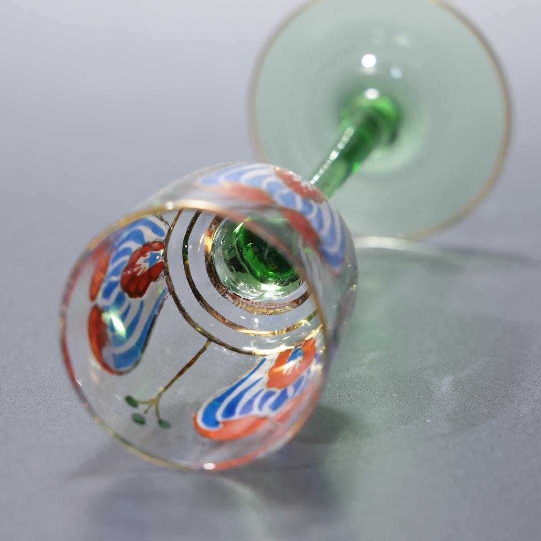 【美品】アンティークグラス　リキュール　花　オブジェ　R1344ダI