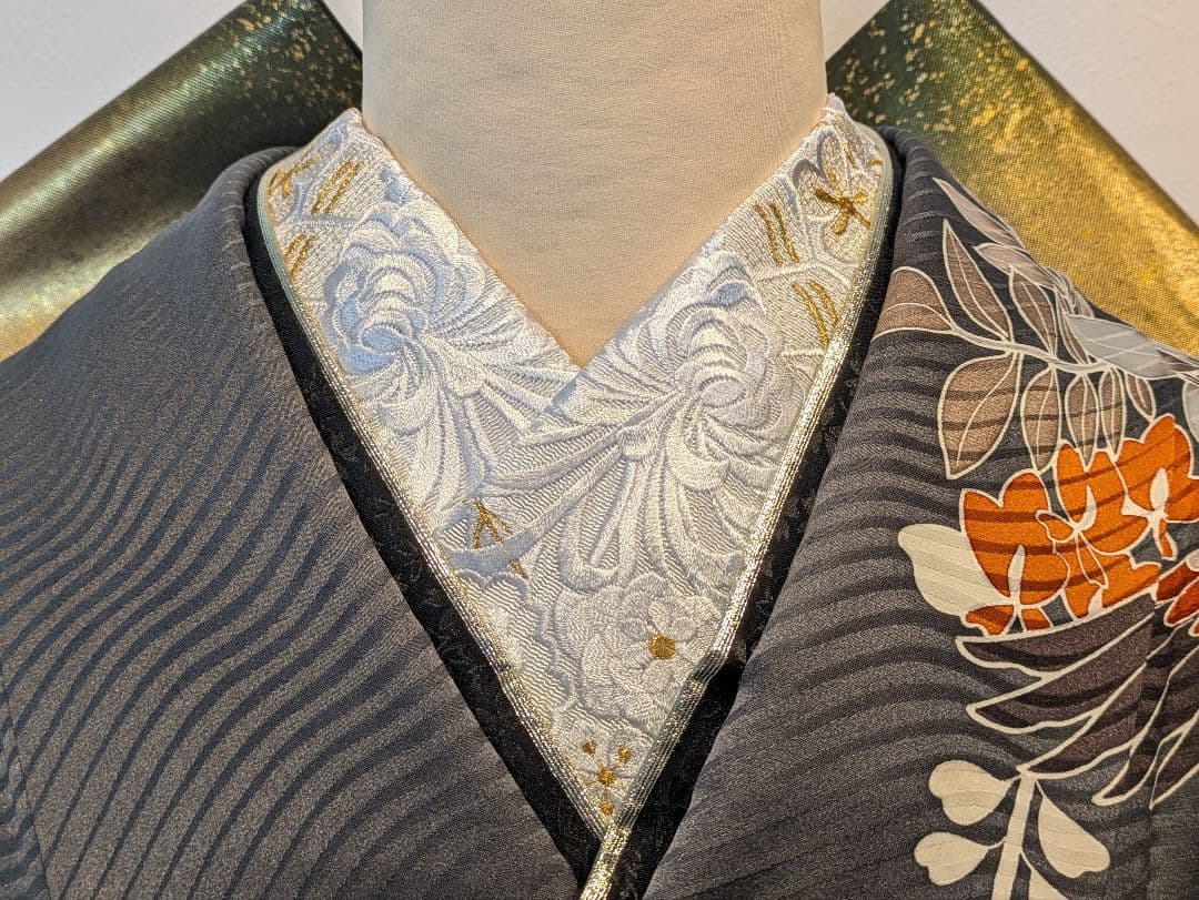 振袖フルセット 身丈158裄66.5 黒 グレー 金彩 逸品 成人式