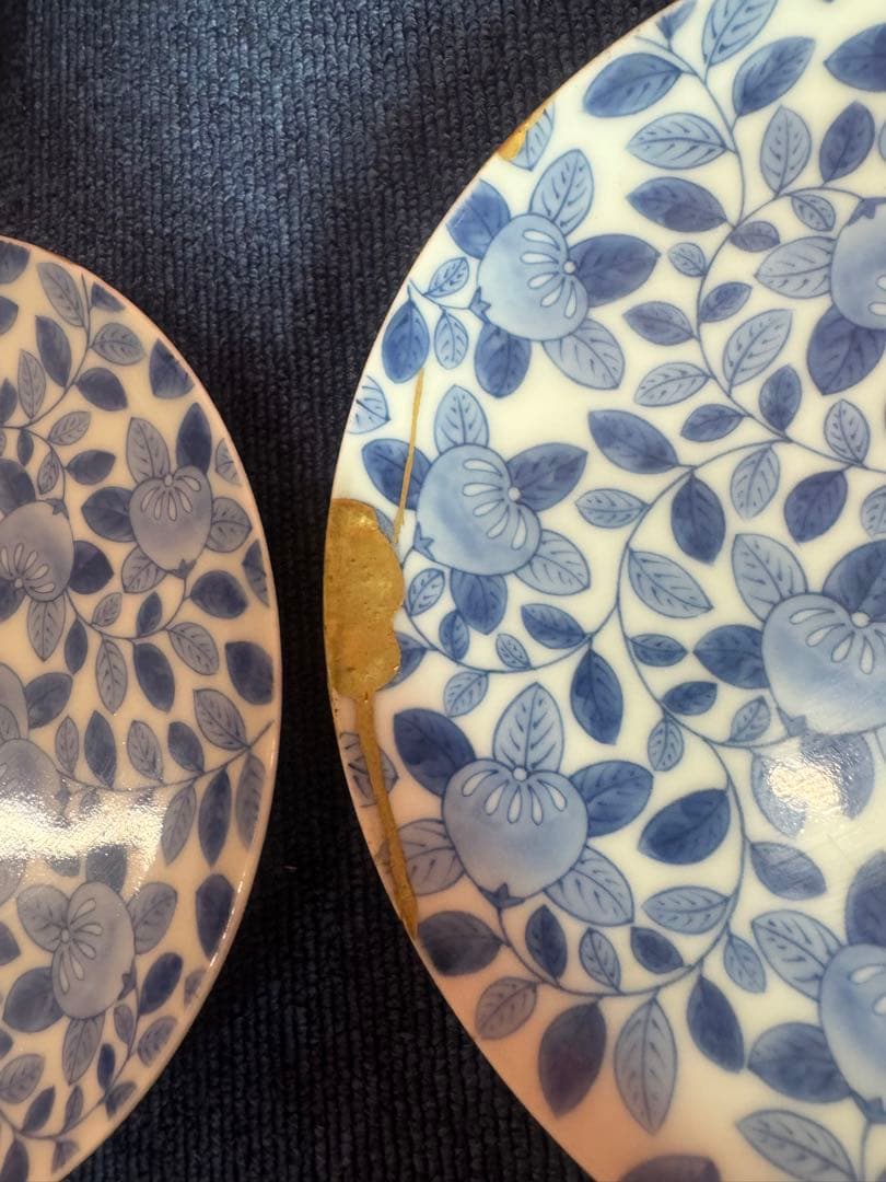 1813 八代　明治　今泉今右衛門　染付橘模様　平皿　5客　時代物