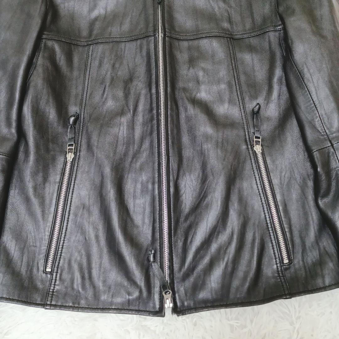 完売品✨オールドユニクロ レザー シングルライダース シワ加工 大きいサイズ 黒