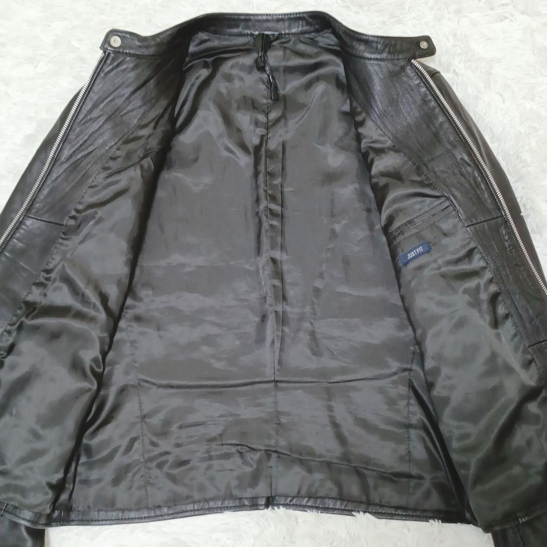 完売品✨オールドユニクロ レザー シングルライダース シワ加工 大きいサイズ 黒