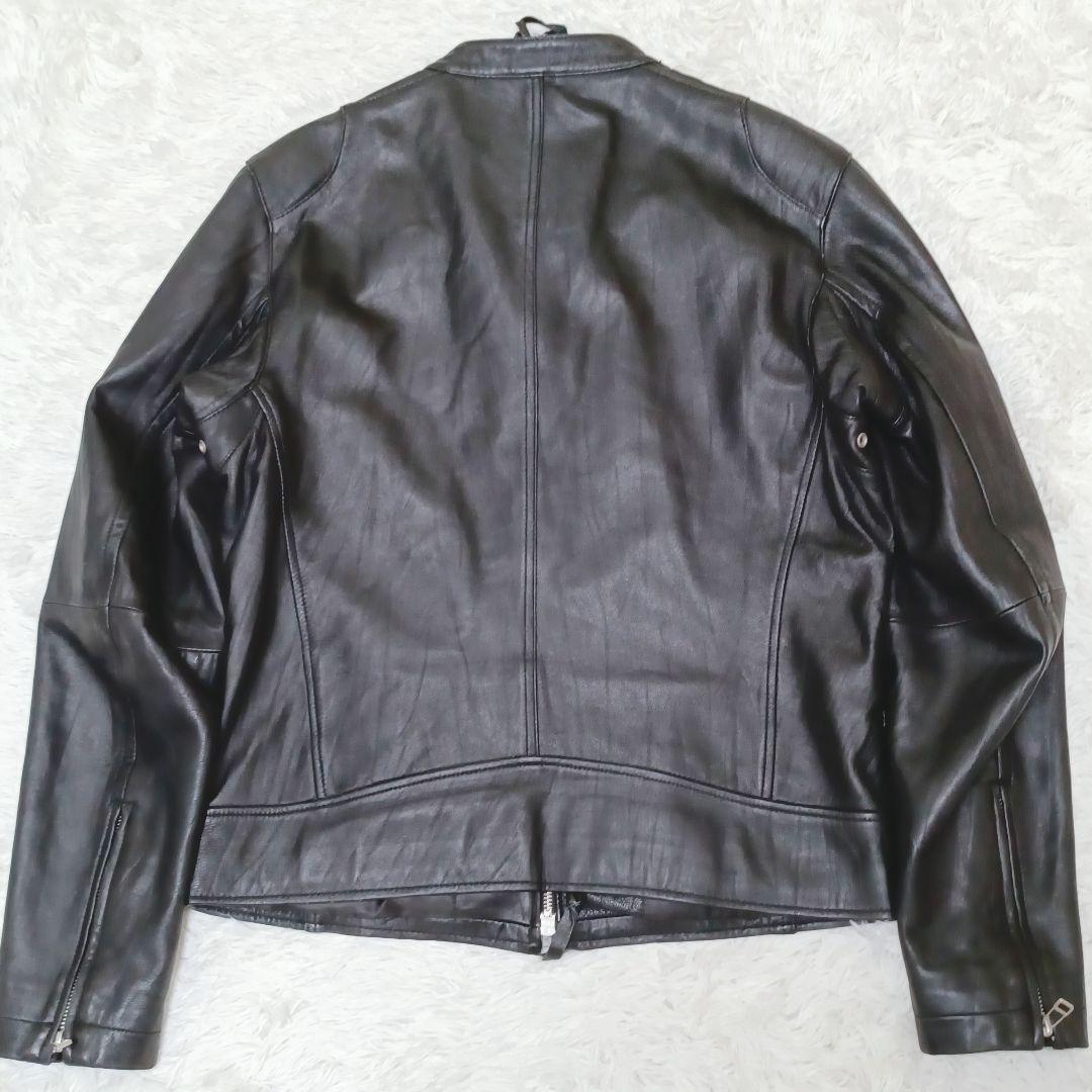 完売品✨オールドユニクロ レザー シングルライダース シワ加工 大きいサイズ 黒