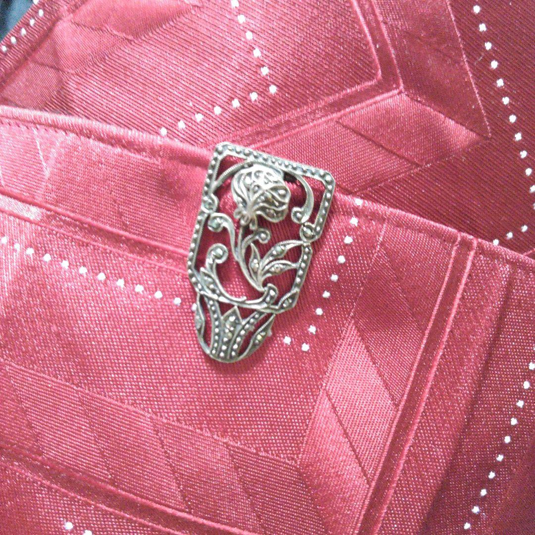 バラ　薔薇　ローズ　デザイン　クリップ　ヴィンテージ　シルバー　銀　マーカサイト