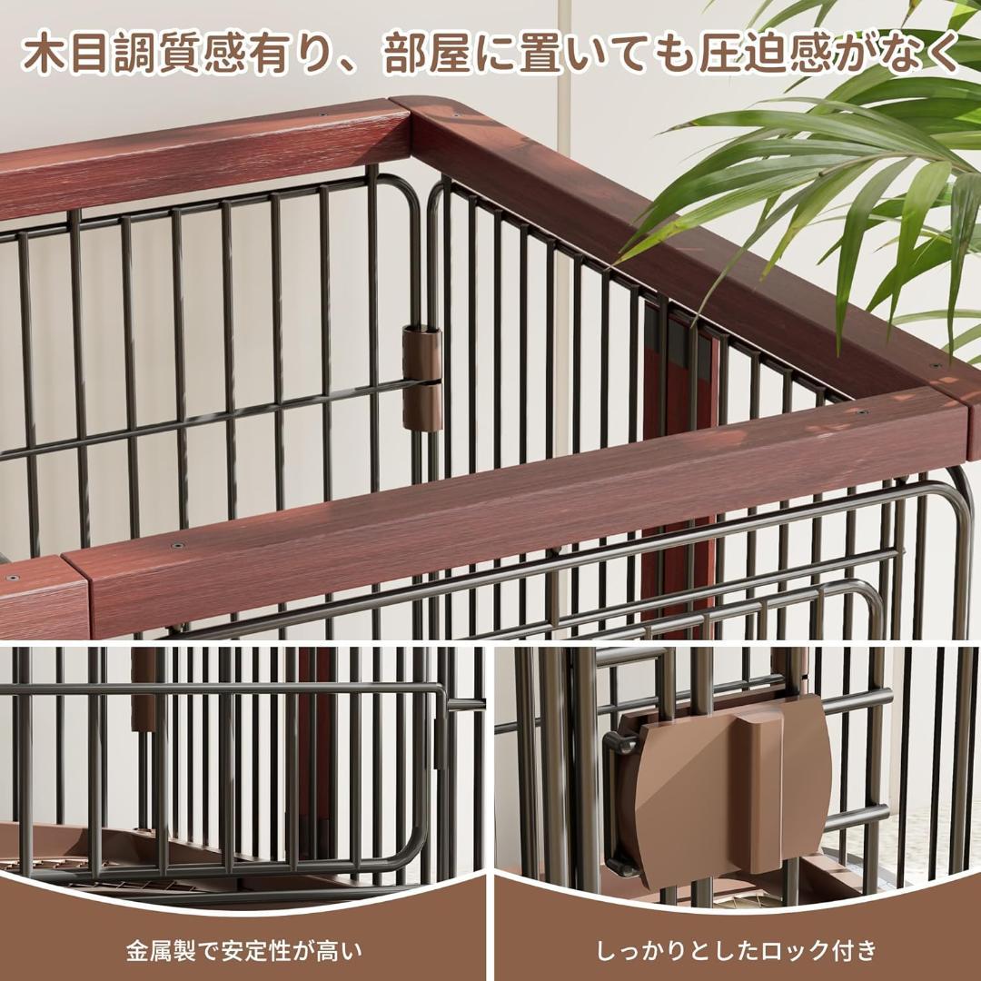 Petnniko 犬 ケージ 犬ゲージ 小中大型犬用 (ブラック＋レッド)