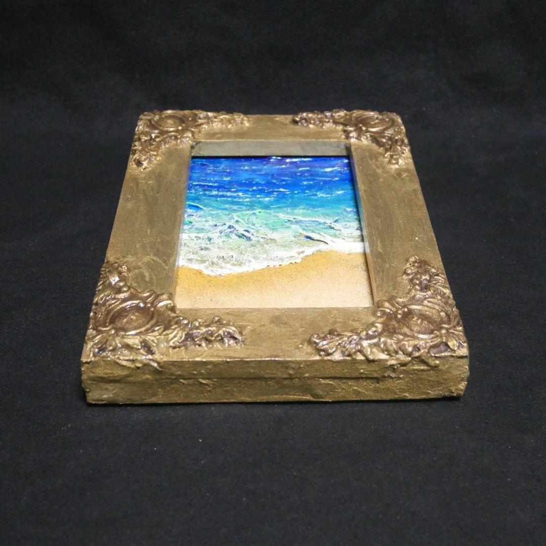 油絵 油彩 油彩画 絵 絵画 キャンバスパネル ミニ絵画【海と砂浜】