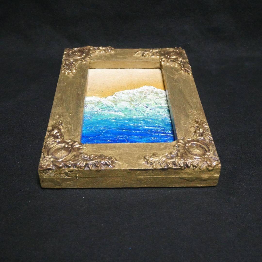 油絵 油彩 油彩画 絵 絵画 キャンバスパネル ミニ絵画【海と砂浜】