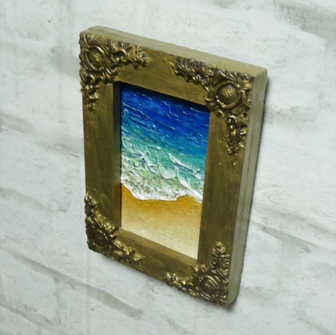 油絵 油彩 油彩画 絵 絵画 キャンバスパネル ミニ絵画【海と砂浜】