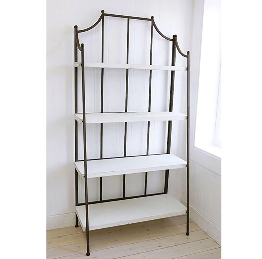 ミハス・フォーティアシェルフ/棚/白/アイアンと木製の4段シェルフ