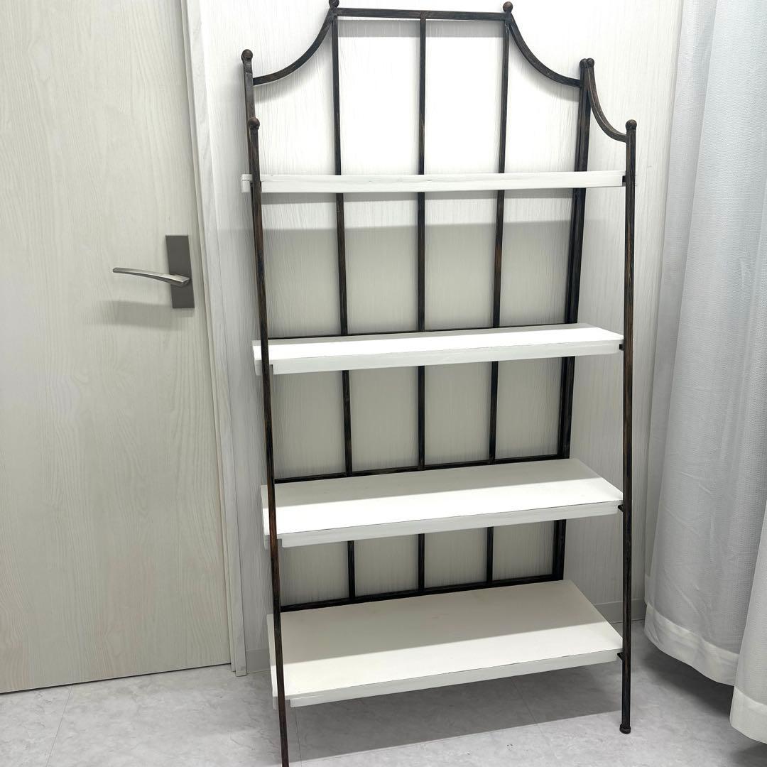 ミハス・フォーティアシェルフ/棚/白/アイアンと木製の4段シェルフ