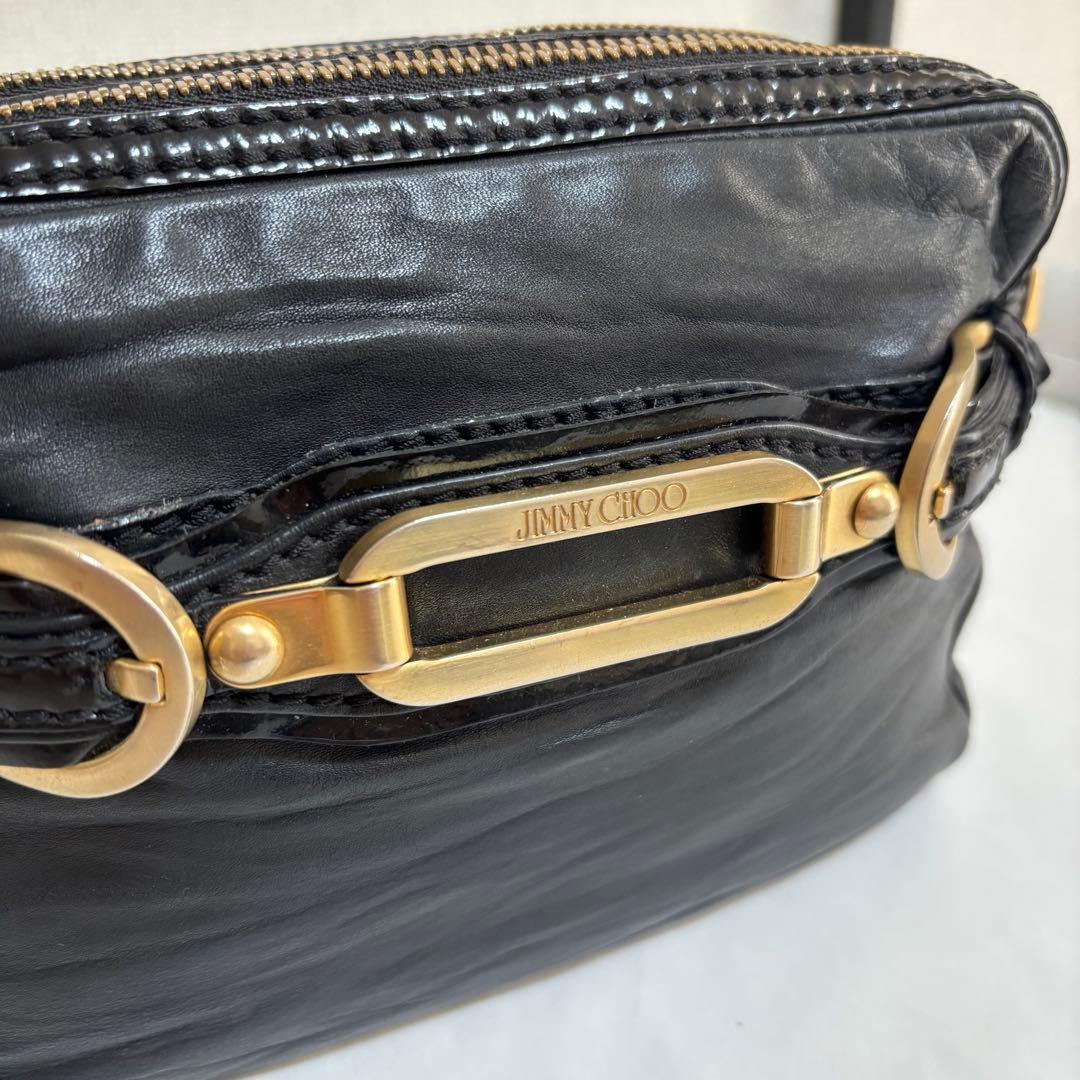 ジミーチュウ　JIMMY CHOO黒 レザー クロスボディバッグ
