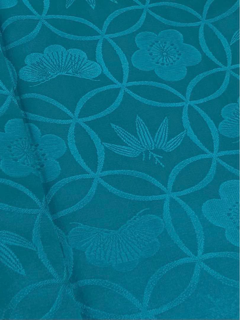 無地振袖 紋意匠 シンプル 青緑系 身丈162cm 撥水加工済み