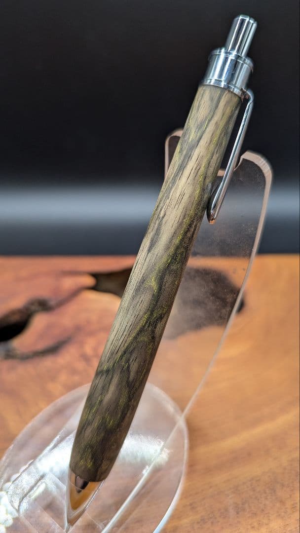 570極上　黒柿　孔雀杢　木軸シャーペン　ボールペン