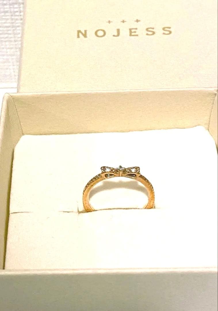 NOJESS ピンクゴールド ピンキーリング ダイヤモンド リボン K10