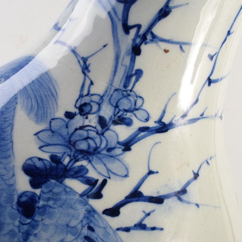 瀬戸焼　古瀬戸　染付花鳥文広口瓶　花瓶　高さ約54cm　M　R8797H