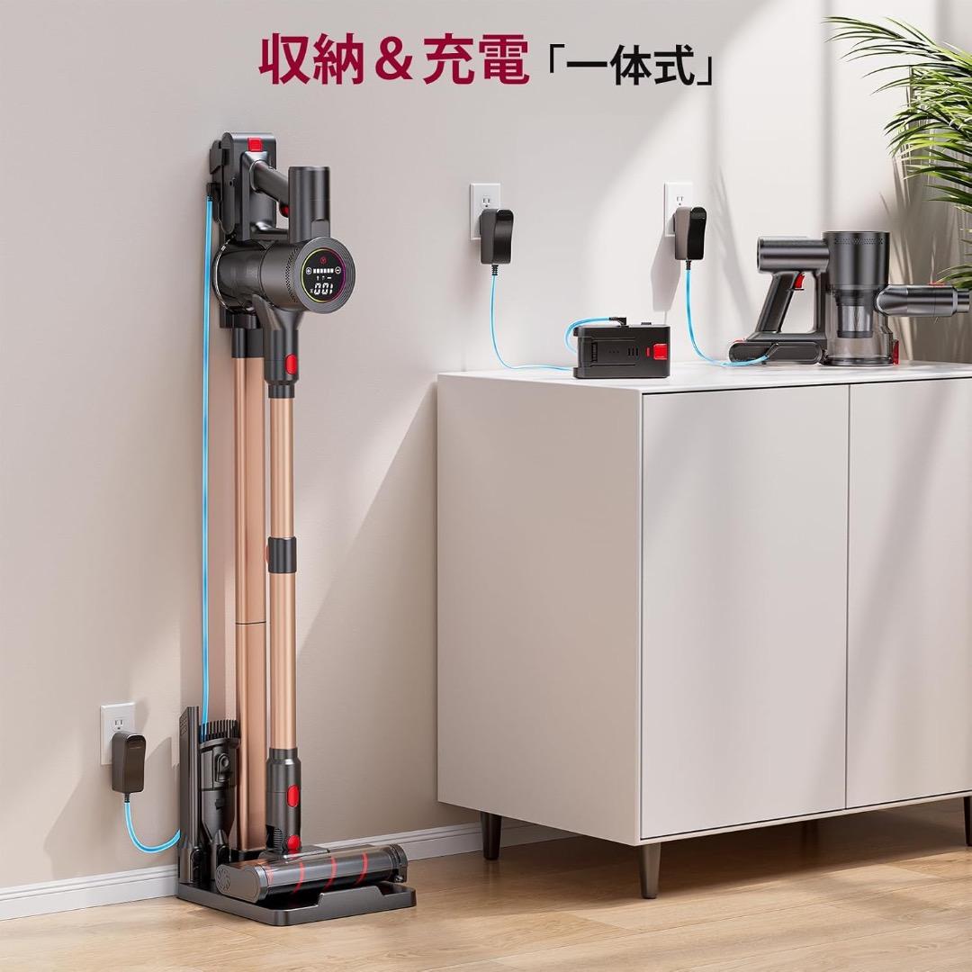 掃除機 コードレス モーター自走式 80Kpa超強力吸引 軽量 サイクロン式