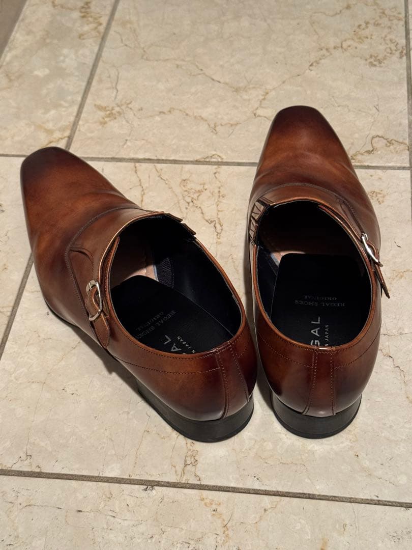 REGAL【ブラウン レザー シングルモンクビジネスシューズ】