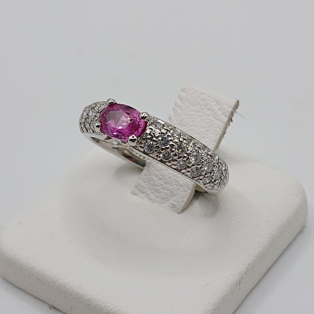 佐藤京子様天然ピンクサファイア 天然ダイヤモンドリングプラチナ900パヴェリング
