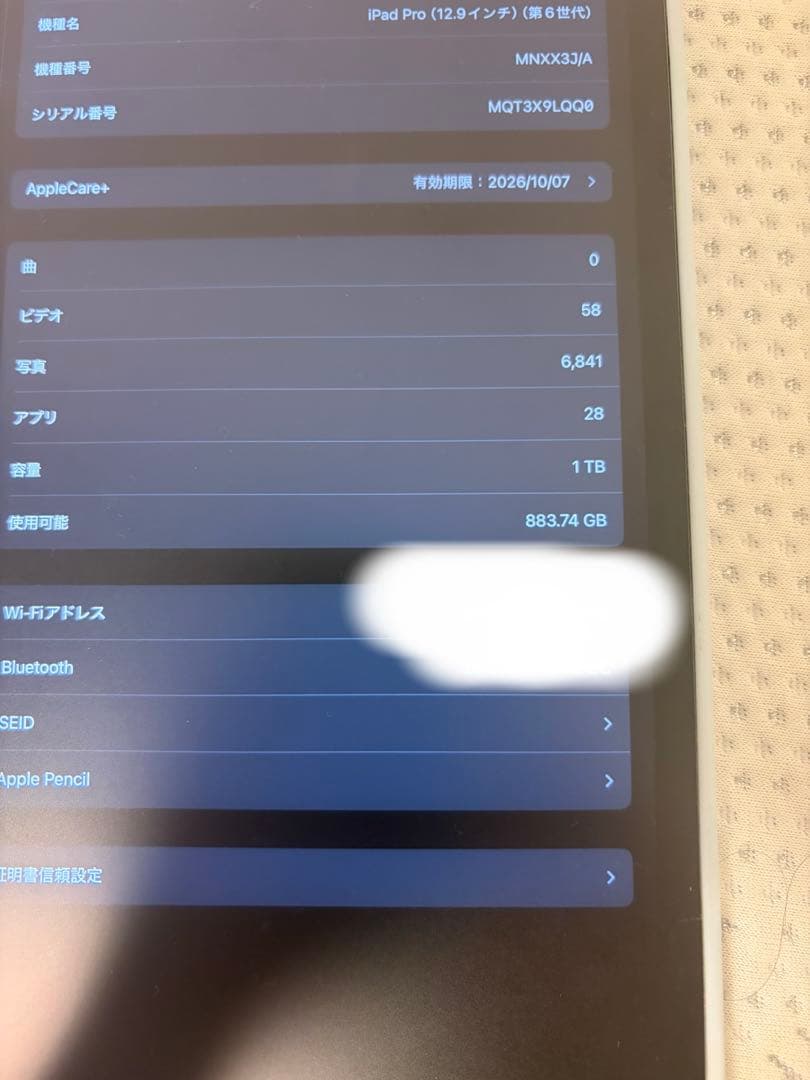 最終価格iPad Pro M2 12.9 1TB Wi-Fi AppleCare