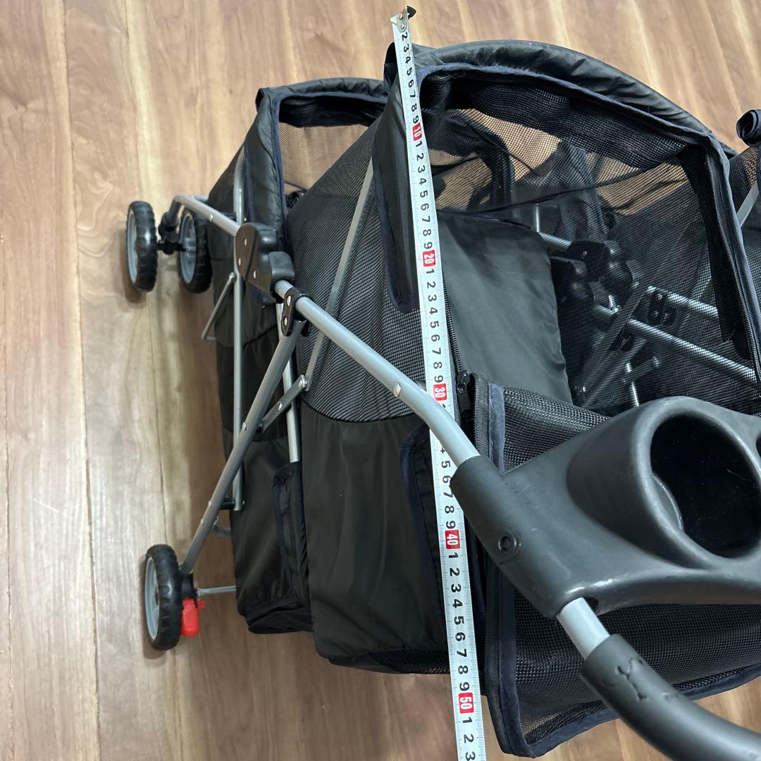 軽量ペットカート 1台 多頭飼い 折りたたみ式 黒　約120×80×51cm