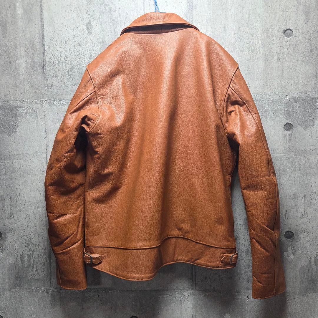 ブラウン レザー シングルライダースジャケット 本革