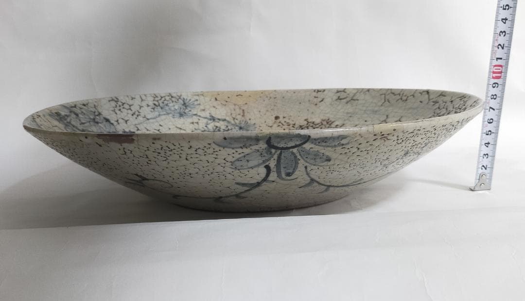 古九谷古染付呉須松人物絵大平鉢