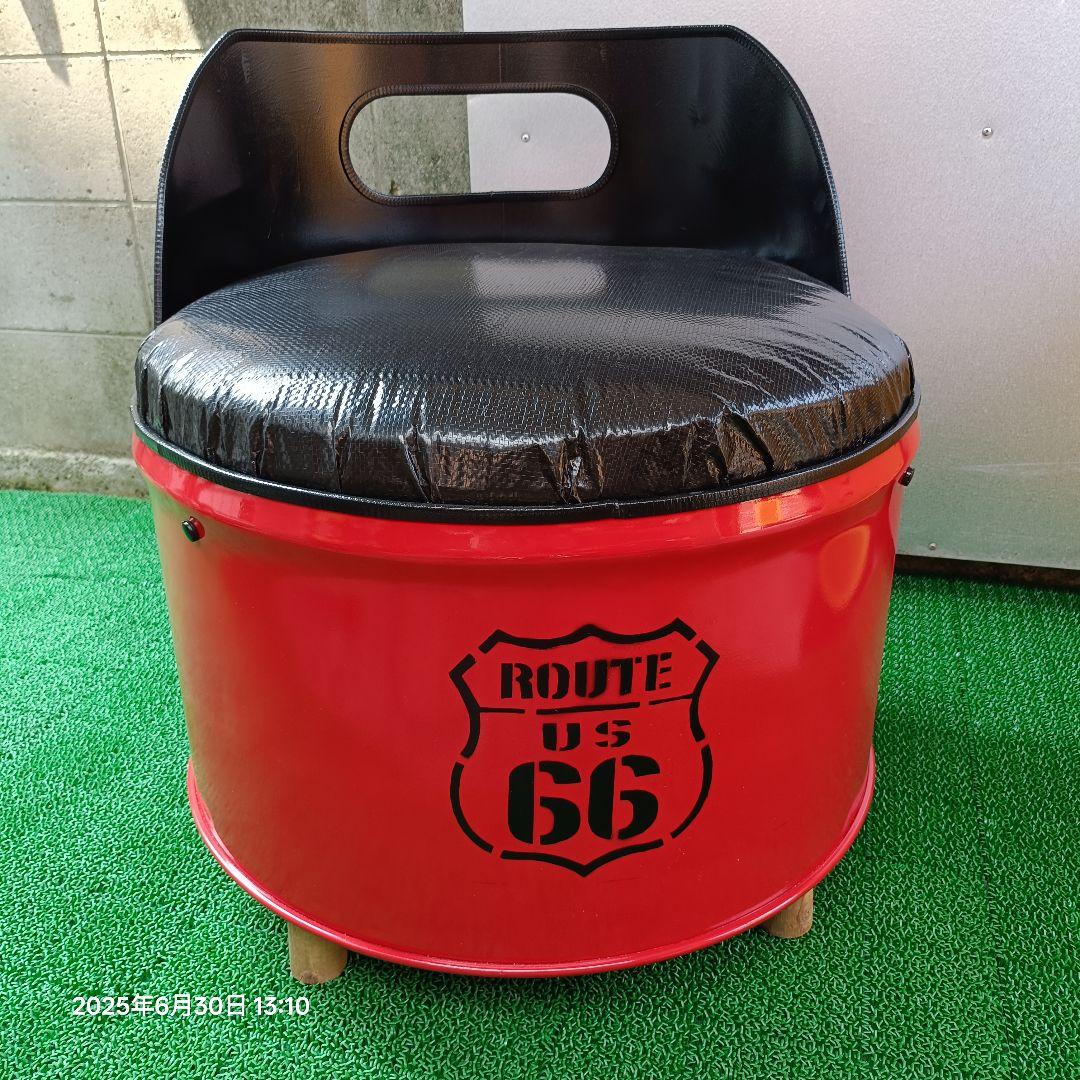 ドラム缶remakeアートチェア！レッドNo.2