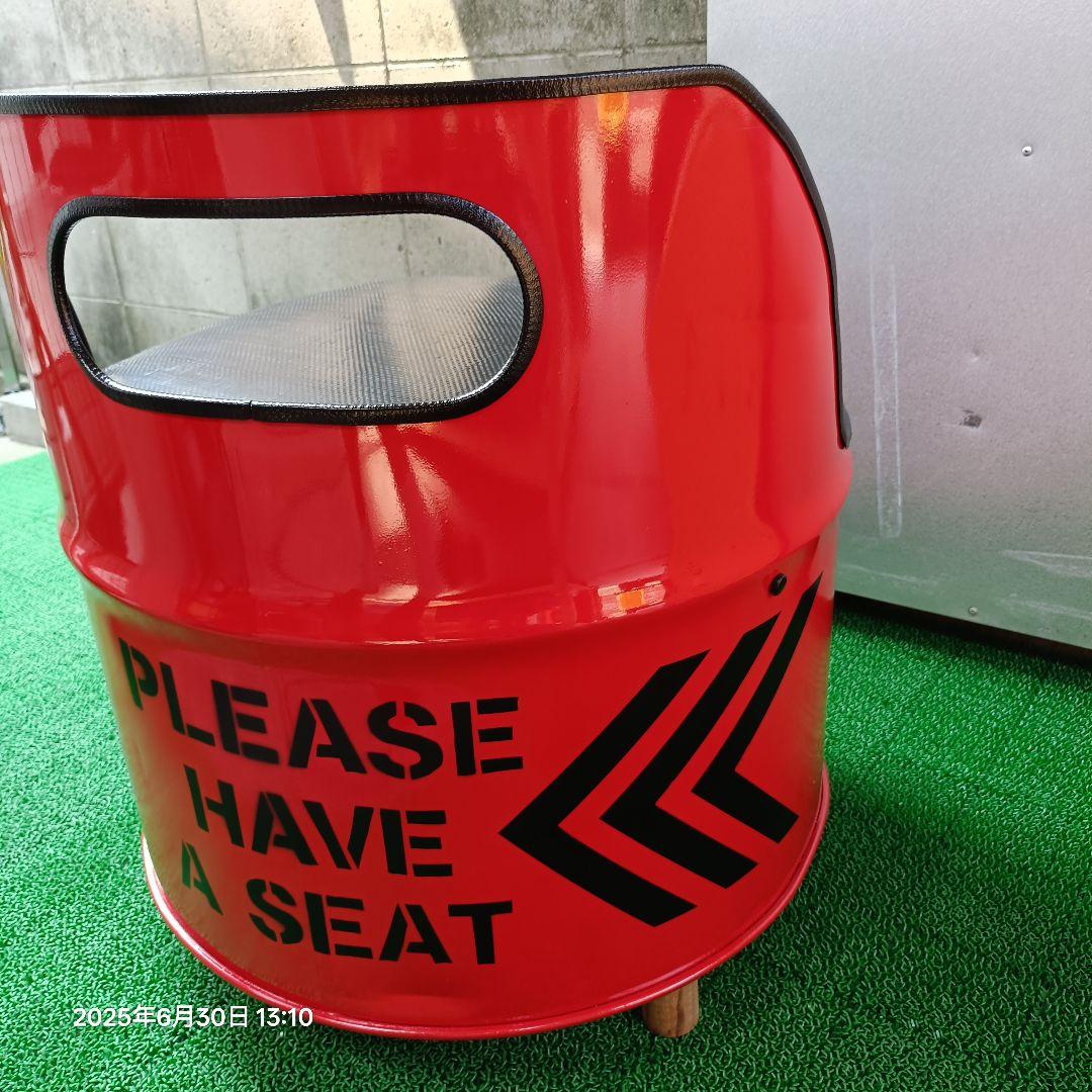 ドラム缶remakeアートチェア！レッドNo.2