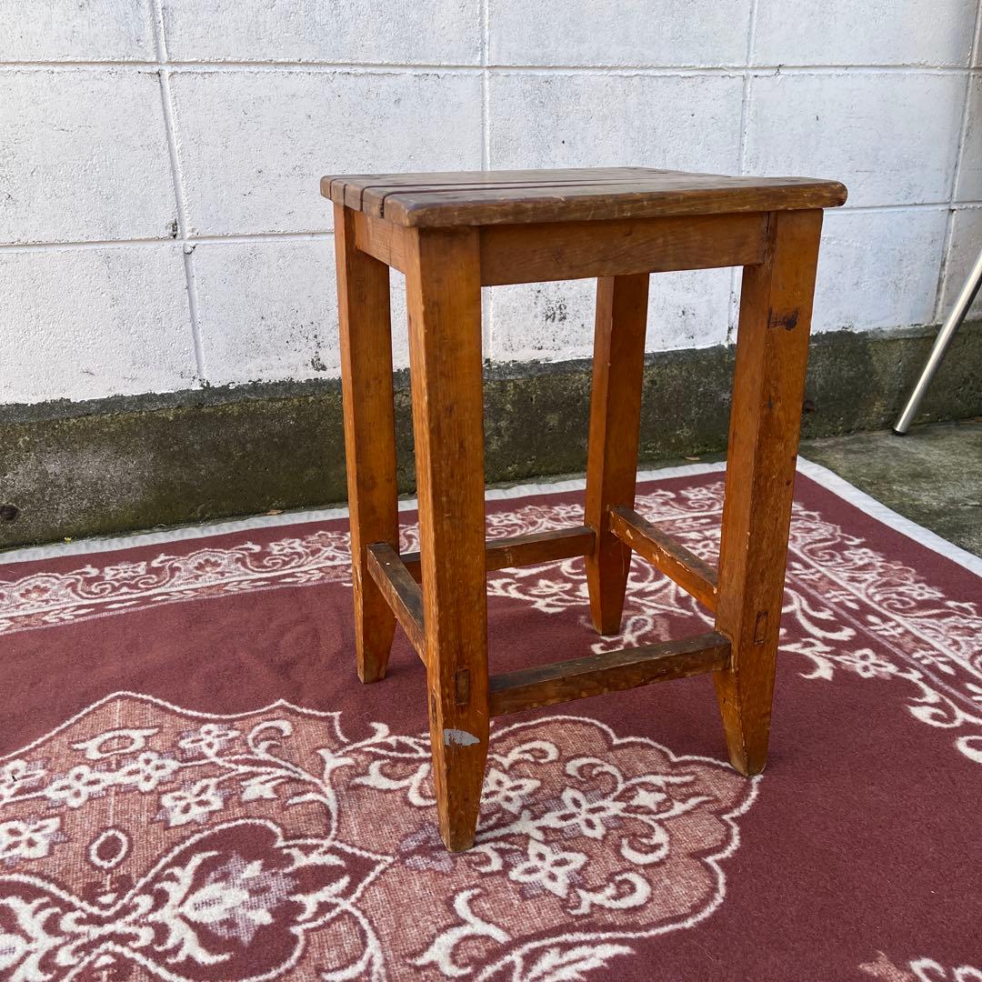 アンティーク 古家具◾️木製無垢材 スクエア型 スツール サイドテーブル 飾り台