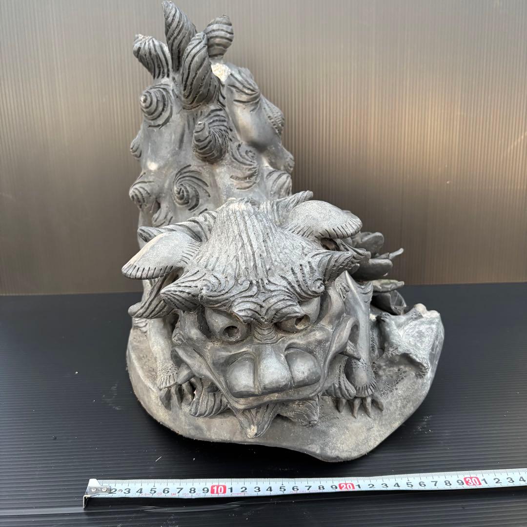 江戸時代 唐獅子牡丹 寛政暦 隅蓋瓦 鬼瓦 置物 インテリア オブジェ