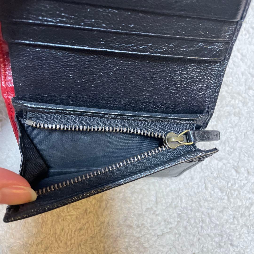 GUCCI GGマーモント 三つ折り財布 黒×赤 レディース