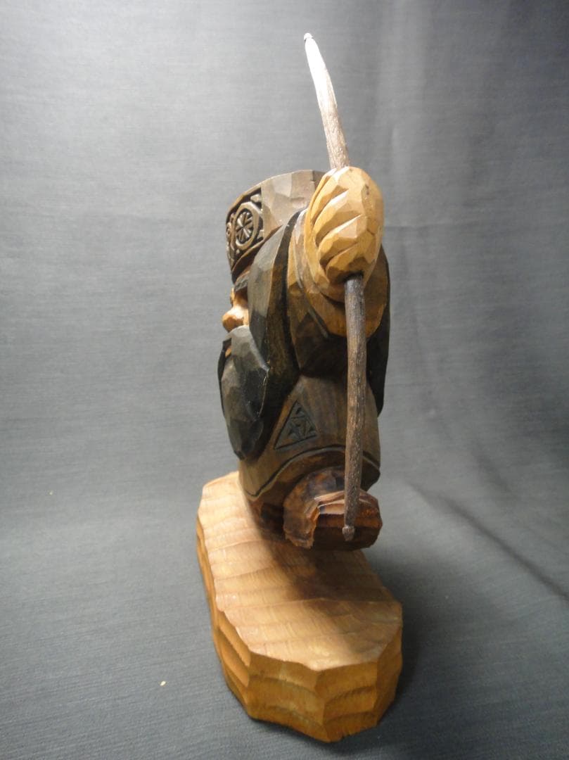 川上 哲 （さとる）作　アイヌ コロポックル 木彫り 彫刻　藤戸竹喜 に師事