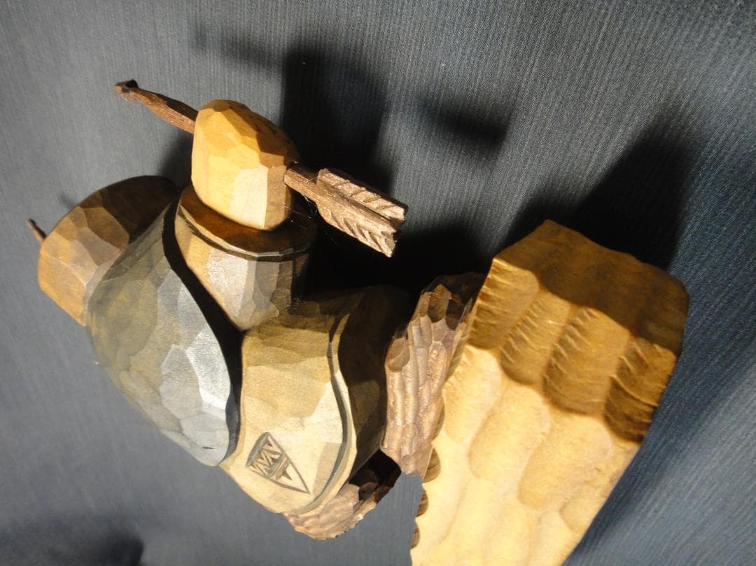 川上 哲 （さとる）作　アイヌ コロポックル 木彫り 彫刻　藤戸竹喜 に師事