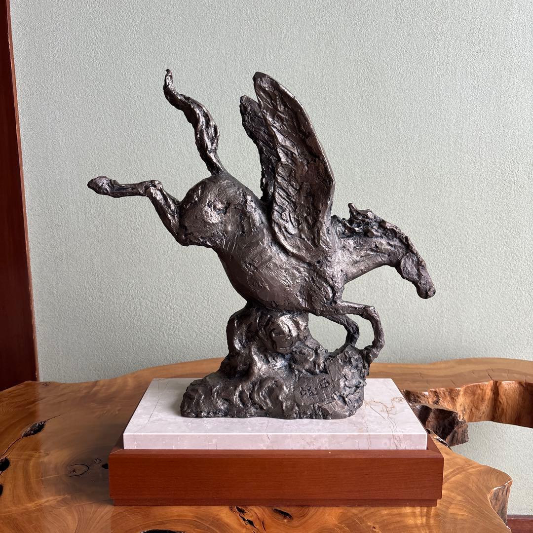 【洋銀】北村西望造 「春風」彫刻置物 共箱 高さ33.5cm