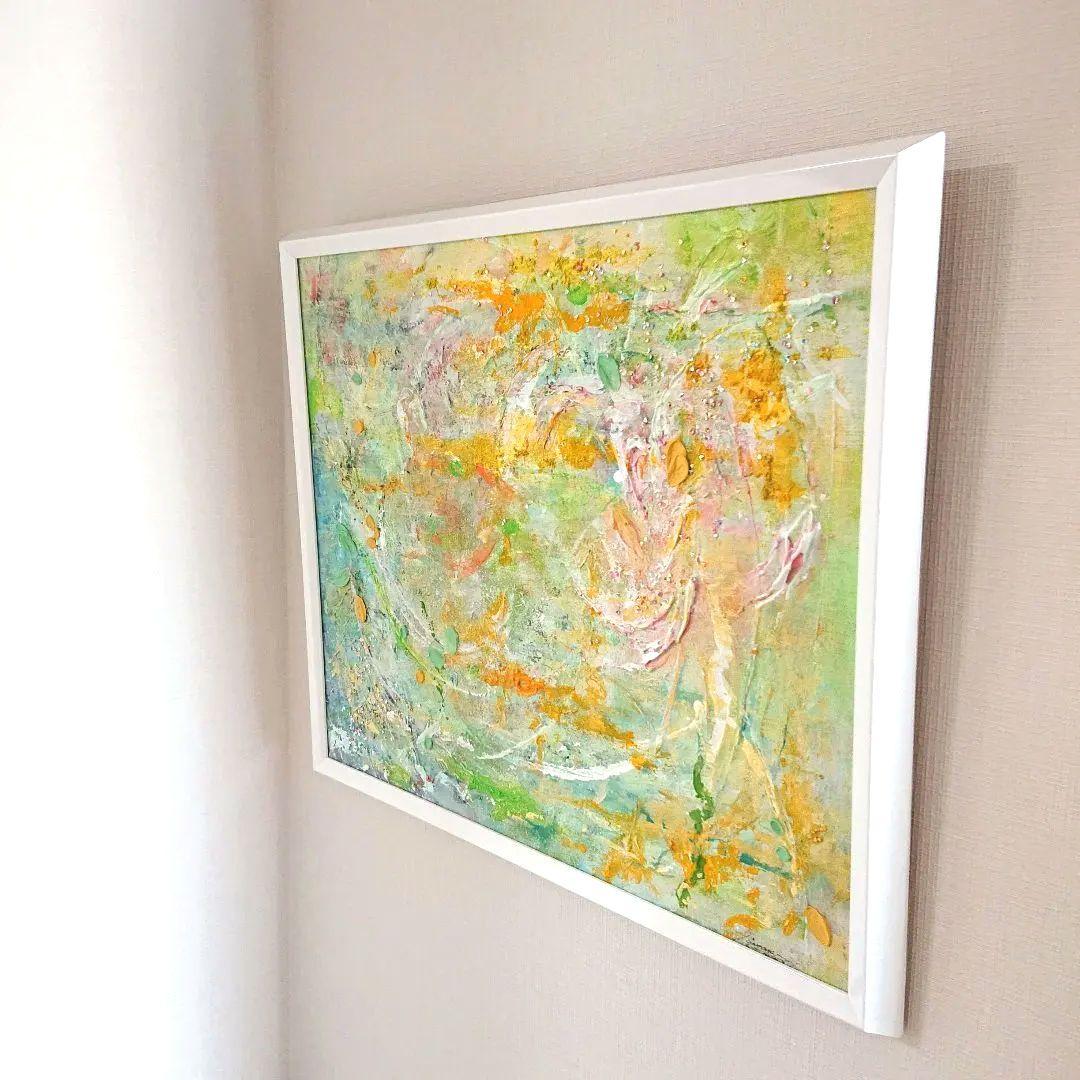 原画　息吹巡りて　F10号　インテリア　テクスチャーアート　森　自然　プレゼント