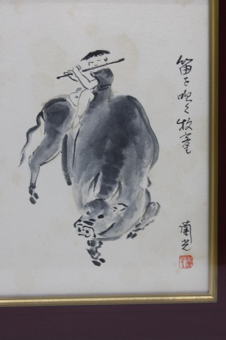 額縁付きの墨絵（壁掛けタイプ）