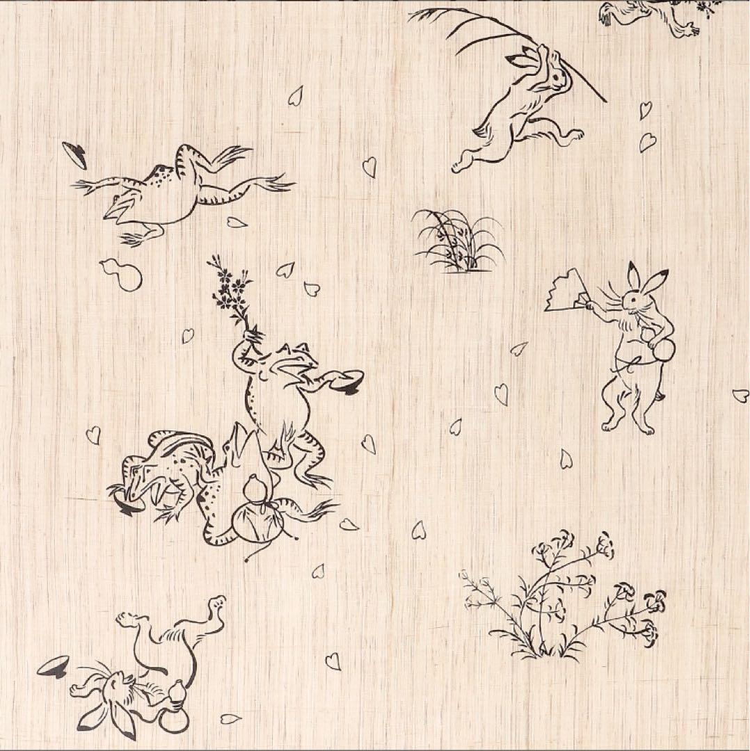 鳥獣戯画　のれん　万葉舎