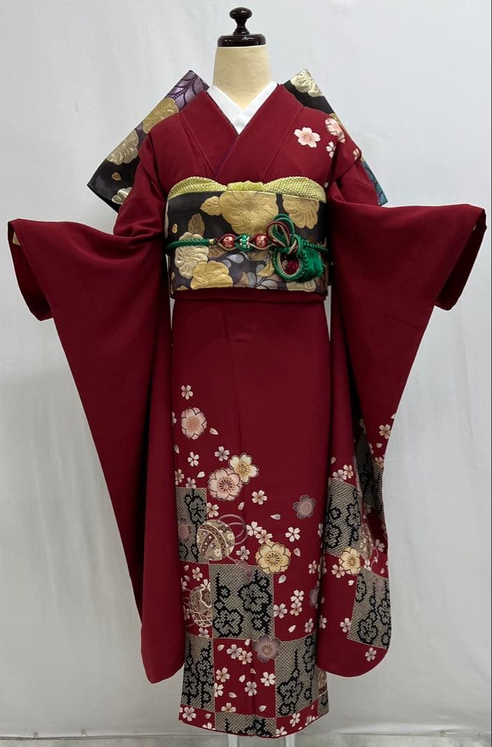 振り袖　フルセット　別誂長襦袢付　成人式　辻が花袋帯　金彩加工　刺繍入り　623