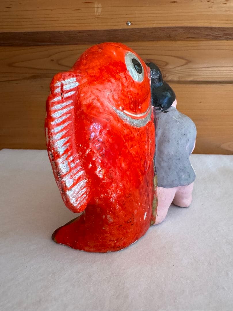 希少 中野土人形 奈良久雄 『鯛曳童子』郷土玩具 民藝 長野県