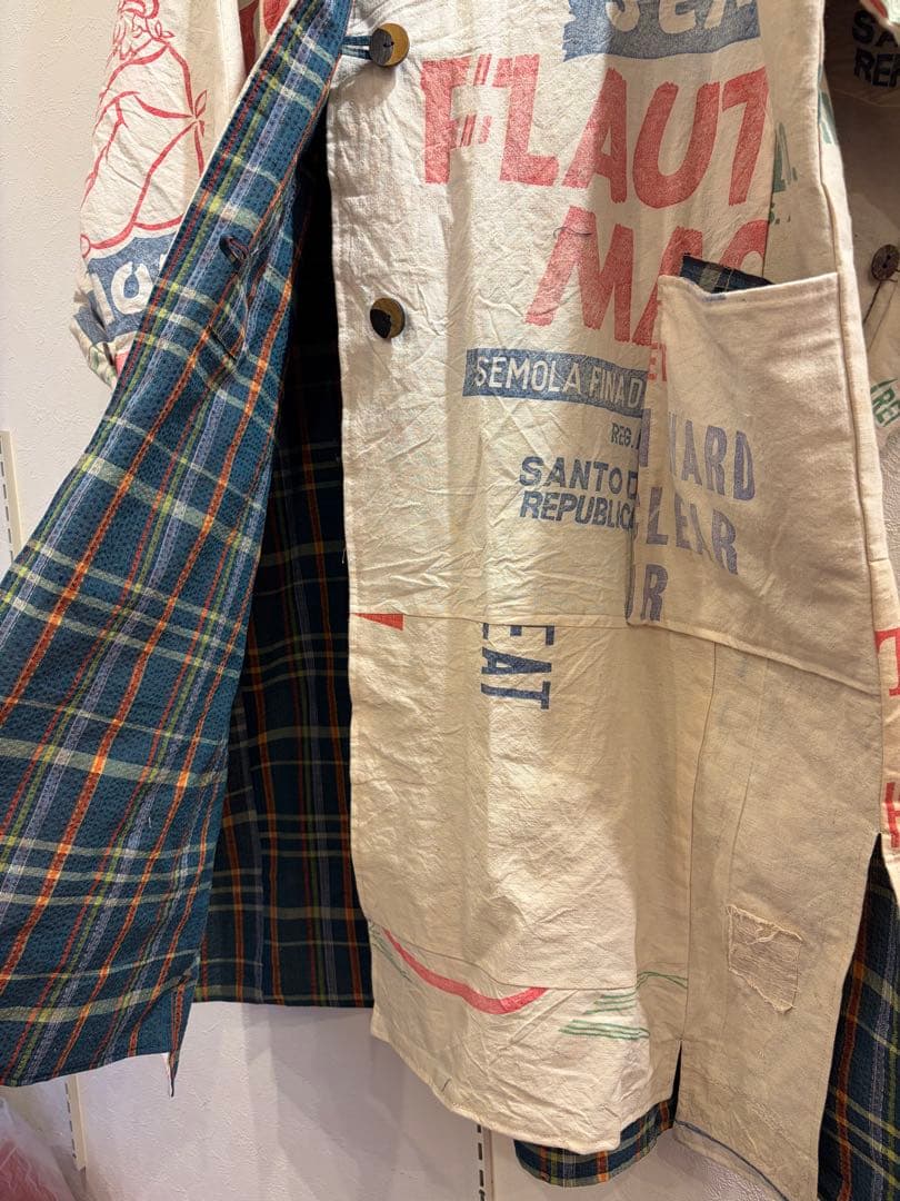 粉袋古布リメイク オーバーサイズコート