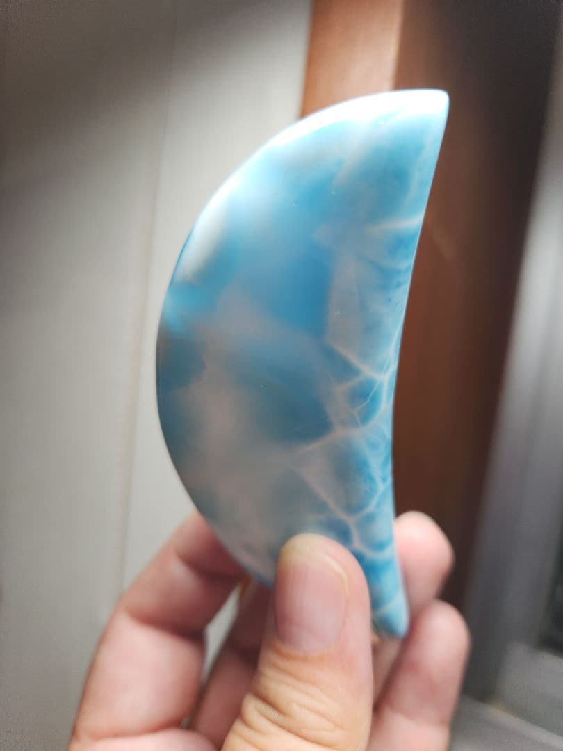 値下げ 特大 ラリマー 三日月 ペンダント