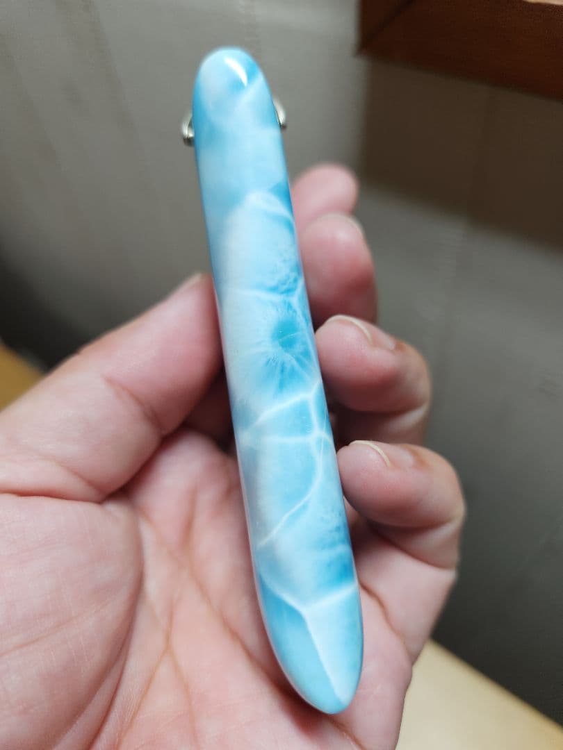 値下げ 特大 ラリマー 三日月 ペンダント