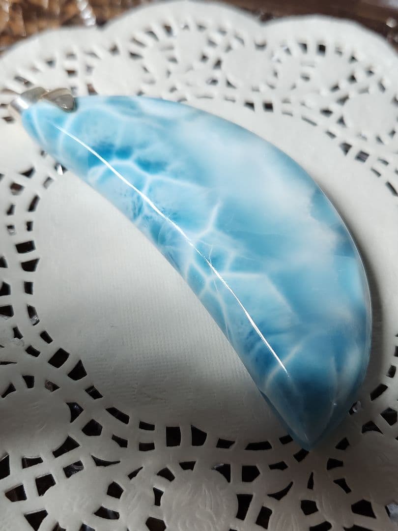 値下げ 特大 ラリマー 三日月 ペンダント