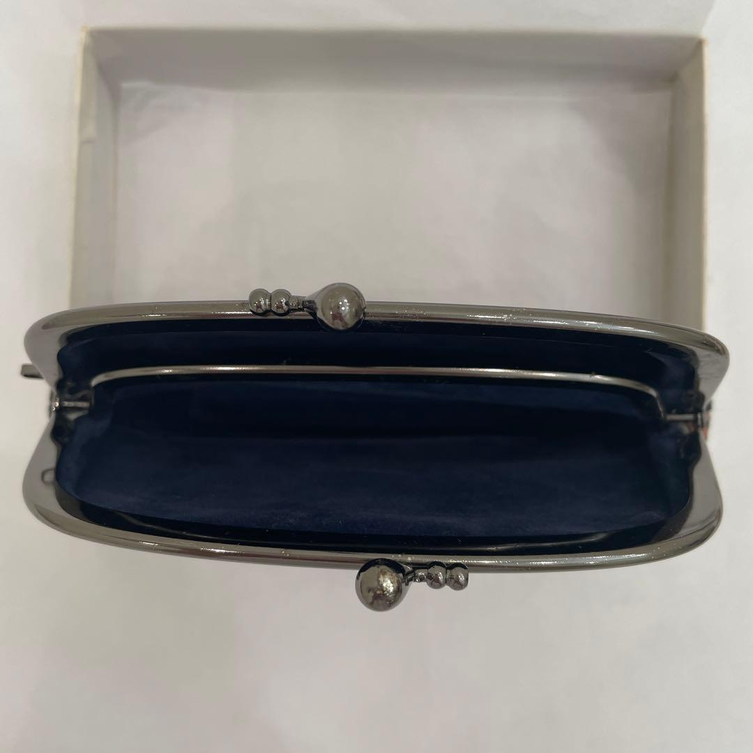 京都ちんぎれや　一点物　古布がま口財布 未使用品　藍色×朱色